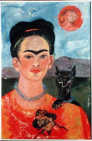 Frida Kahlo - Self Portrait with Itxcuintli Dog and Sun